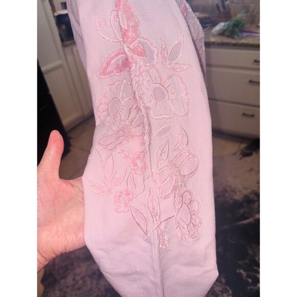 VTG Western Quacker Factory Pink Cut Out Sequin Shirt Butterfly Coastal Cowgirl - Picture 9 of 10